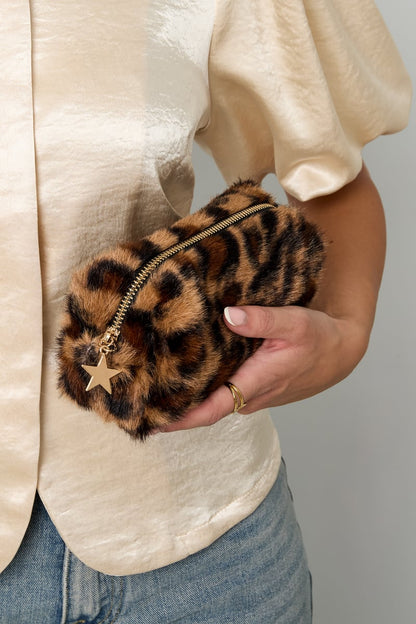 Leopard print makeup bag