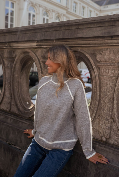 Amelie™ | Grijze gebreide trui