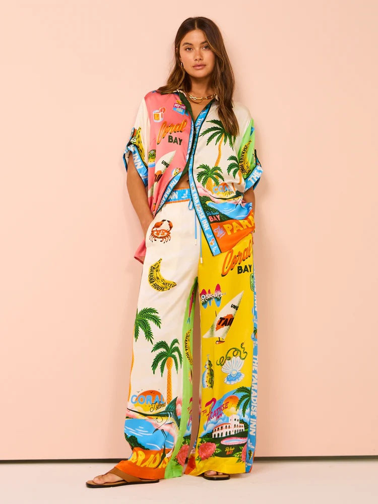 Tropica Two-Piece – Flowy Wide-Leg Set for Effortless Summer Days)