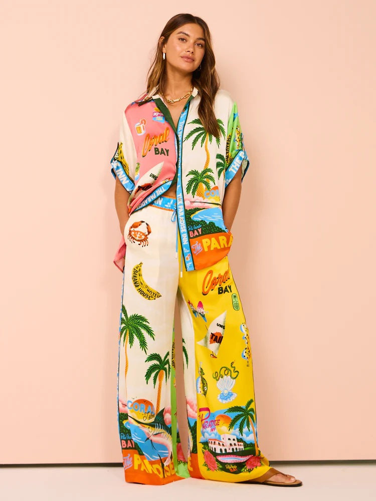 Tropica Two-Piece – Flowy Wide-Leg Set for Effortless Summer Days)