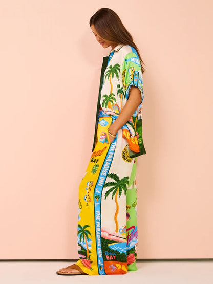 Tropica Two-Piece – Flowy Wide-Leg Set for Effortless Summer Days)