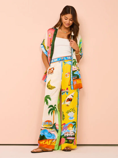 Tropica Two-Piece – Flowy Wide-Leg Set for Effortless Summer Days)