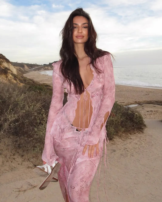 Rosé Drift – Bohemian Skirt & Top