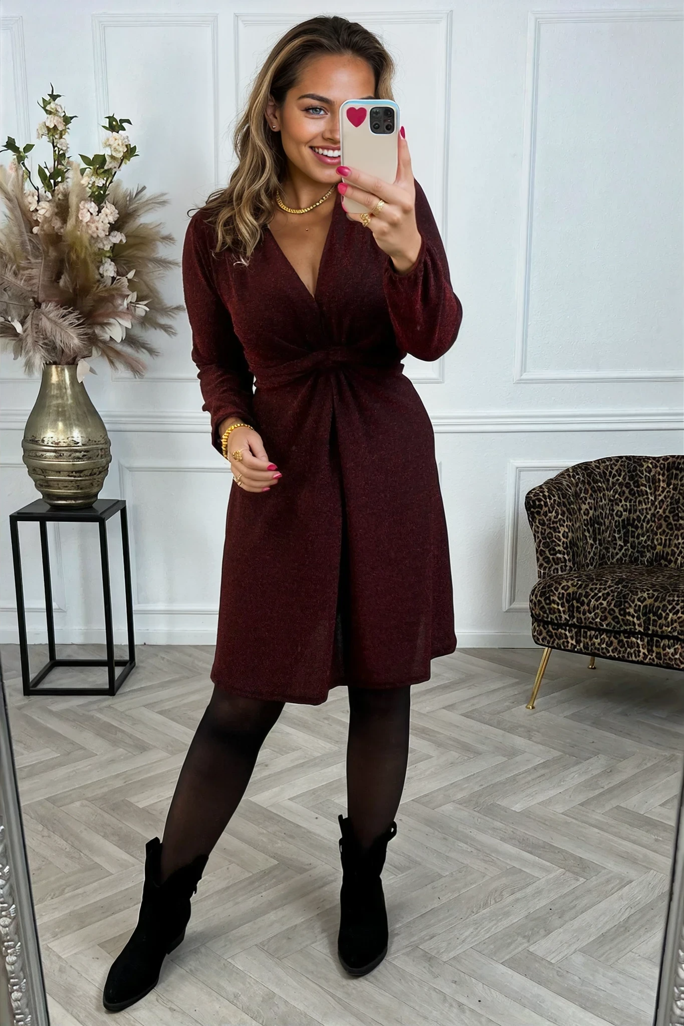 Isla - Curvy Knotted Lurex Jurkje - Zwart