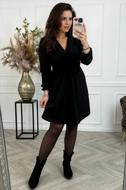 Isla - Curvy Knotted Lurex Jurkje - Zwart