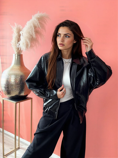 SHINY BOMBERJACK BLACK