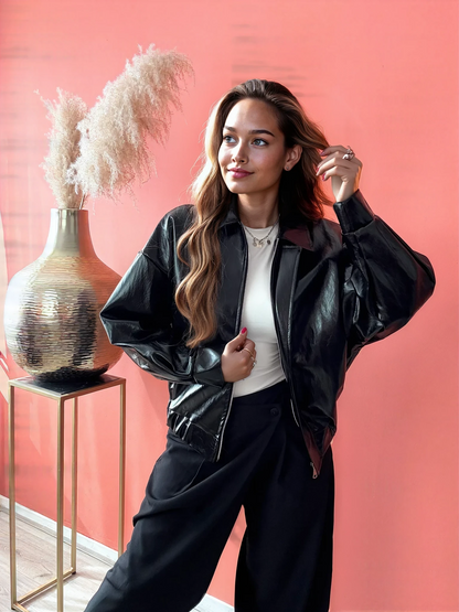 SHINY BOMBERJACK BLACK