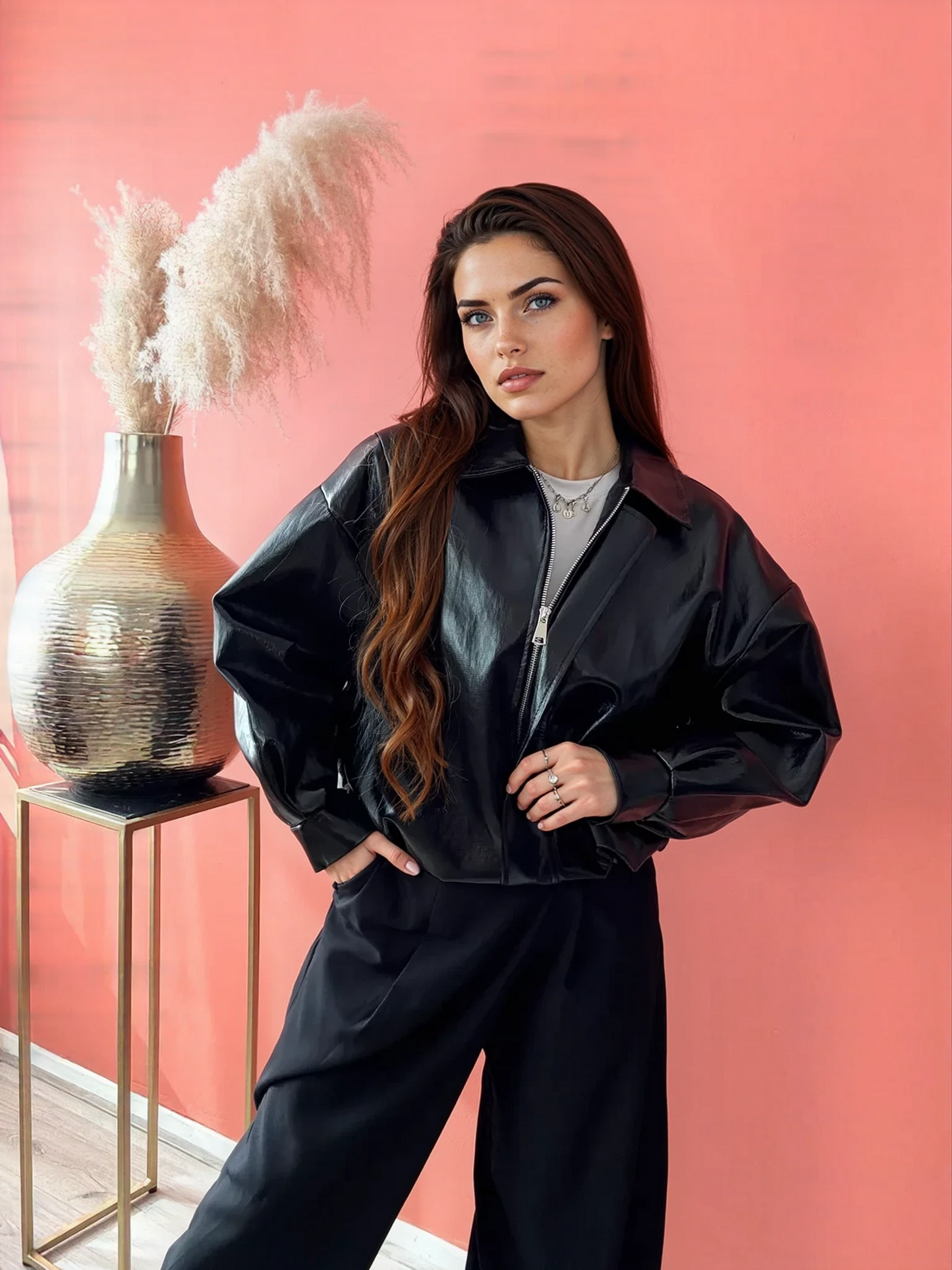 SHINY BOMBERJACK BLACK