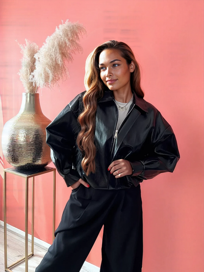 SHINY BOMBERJACK BLACK